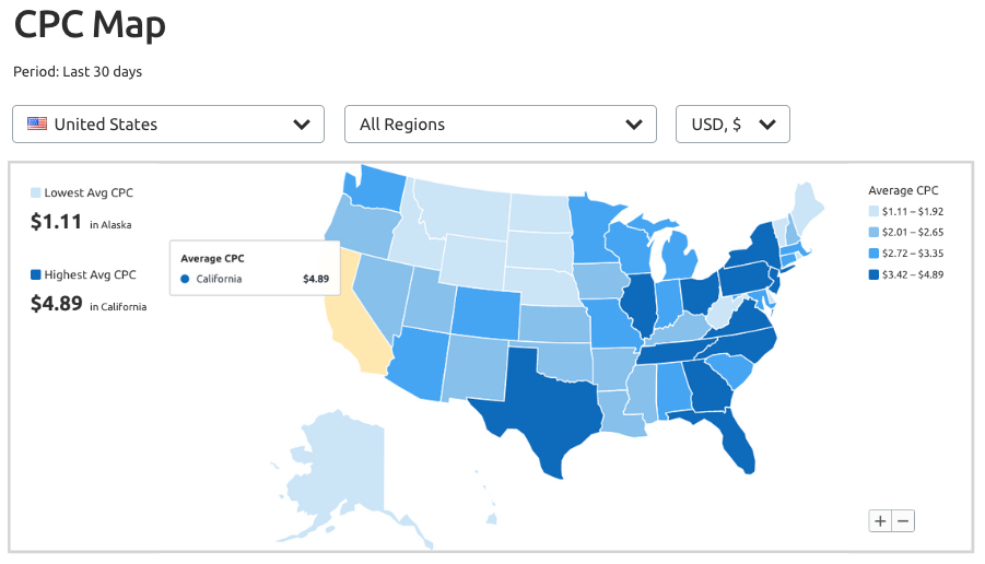 SEMrush CPC 地图