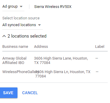 谷歌广告附加地址信息