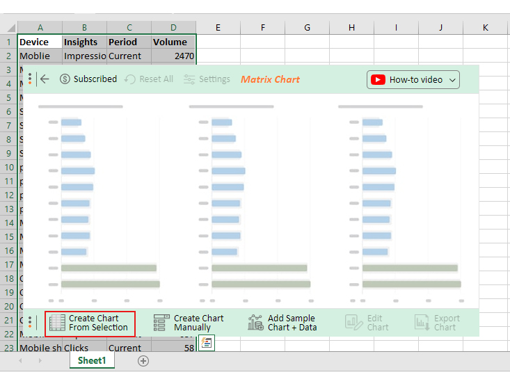 Excel 模板中的比较图表