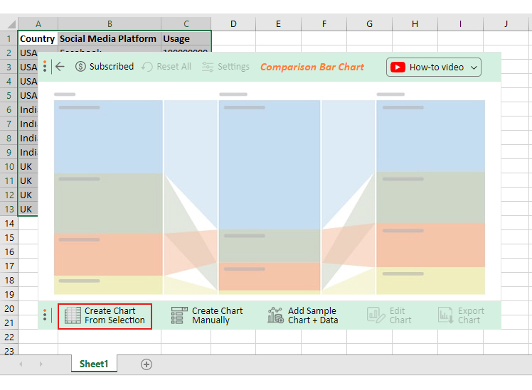 Excel 模板中的比较图表