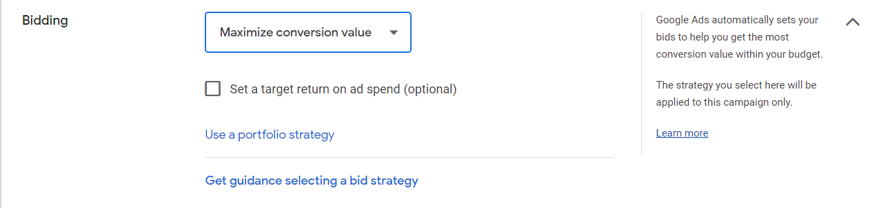 在何处设置出价策略以最大化 Google Ads 中的转化价值。
